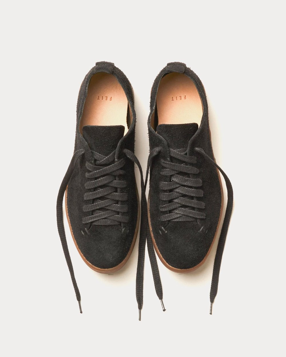 Feit Hand Sewn Latex Suede Black Low Top Sneakers - 4