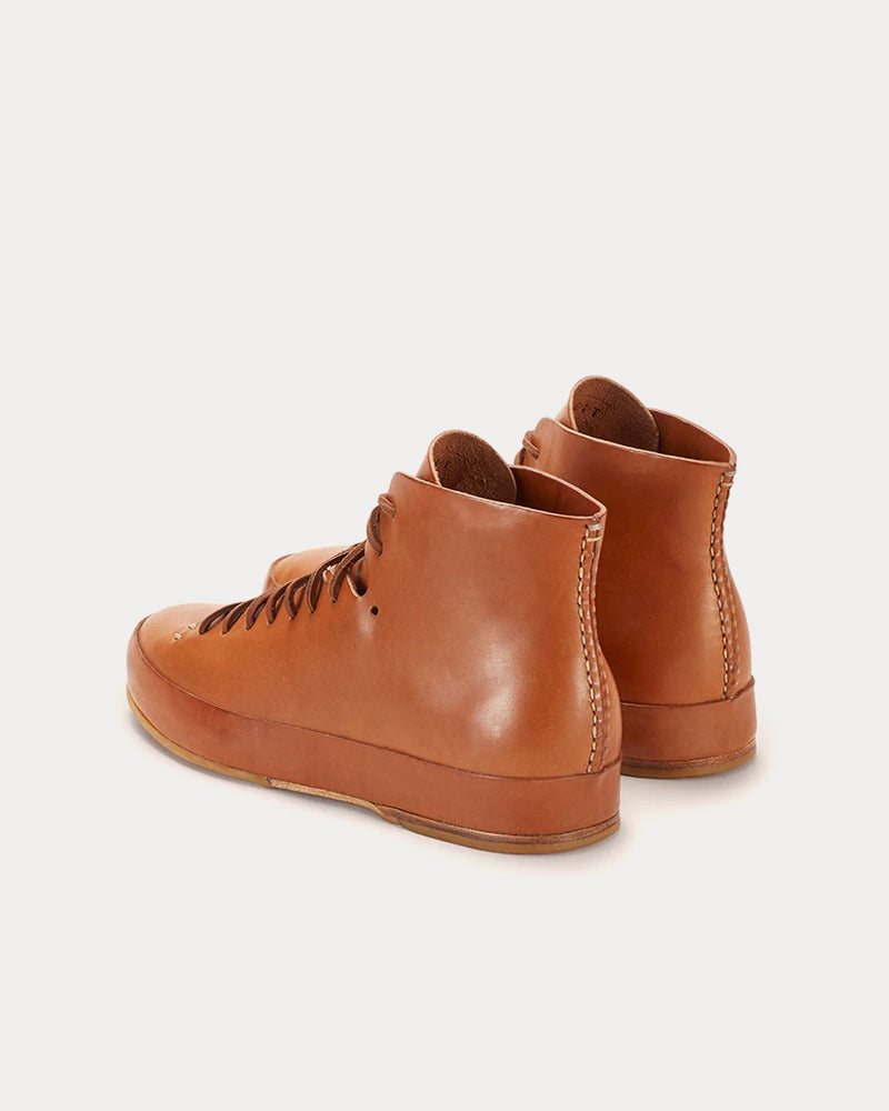 Feit Hand Sewn Rubber Semi Cordovan Tan High Top Sneakers - 3