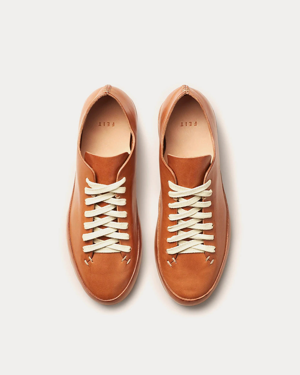 Feit Hand Sewn Rubber Semi Cordovan Tan Low Top Sneakers - Sneak 