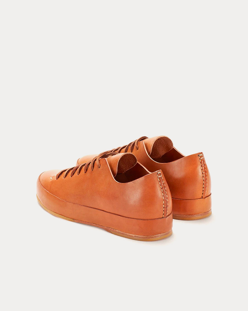 Feit Hand Sewn Rubber Semi Cordovan Tan Low Top Sneakers - 3