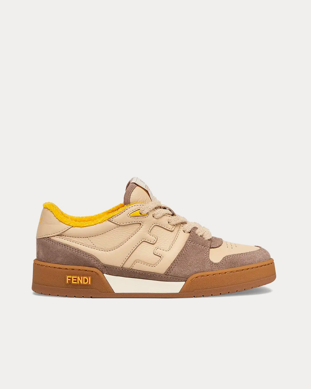 Fendi Match Suede Beige Low Top Sneakers - 1