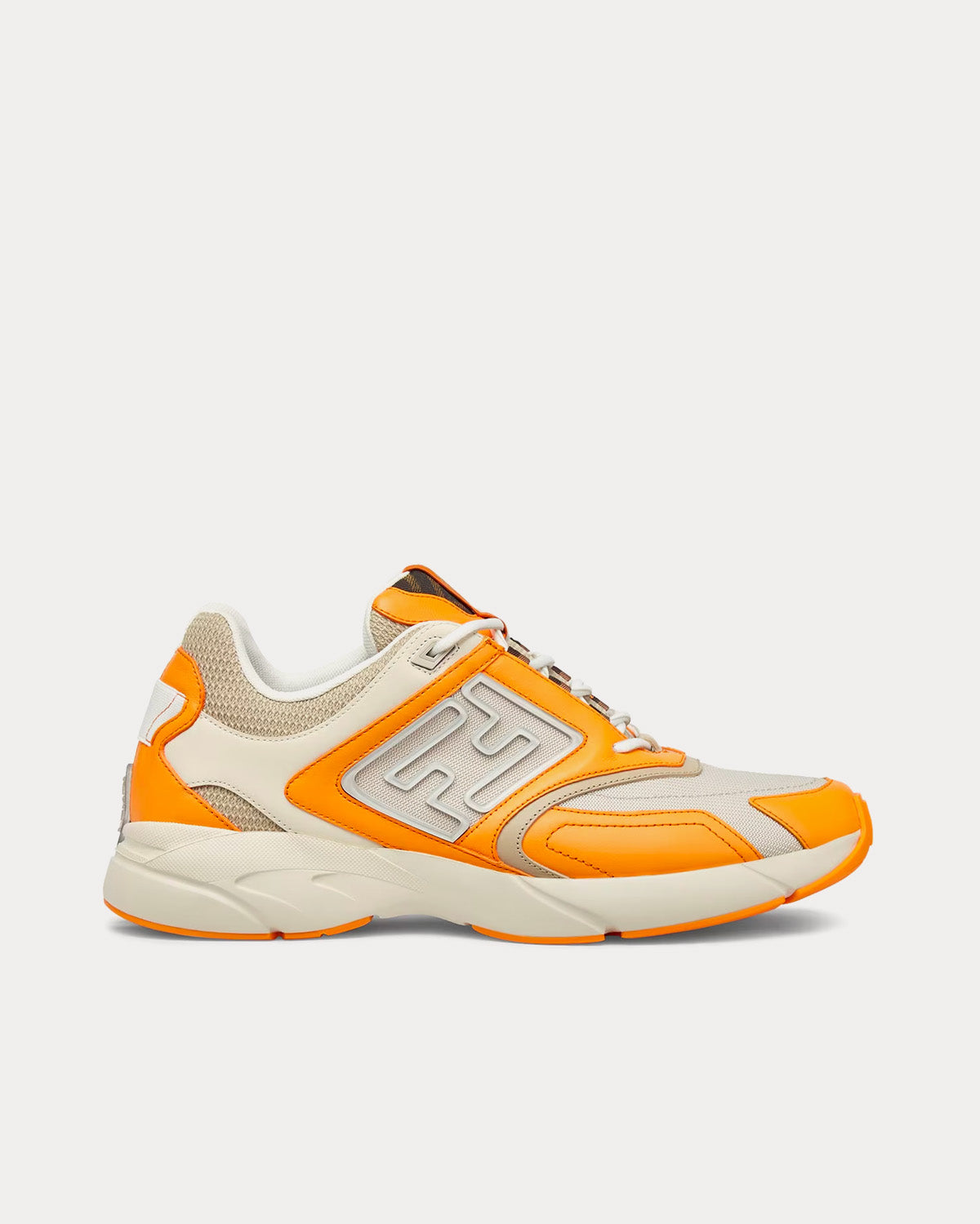 Fendi Faster Nubuck Leather Orange / Beige Low Top Sneakers - 1