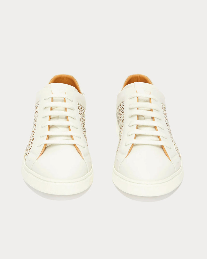 Fendi Laser-cut Logo White Low Top Sneakers - 2