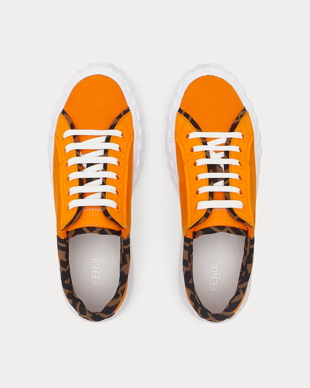 Fendi Canvas Orange Low Top Sneakers - 3