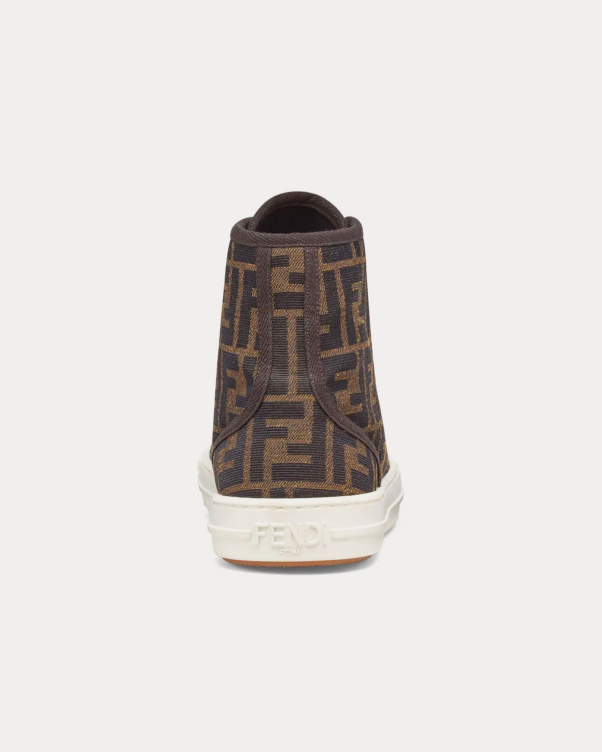 Fendi Domino FF Jacquard Fabric Brown High Top Sneakers - 4