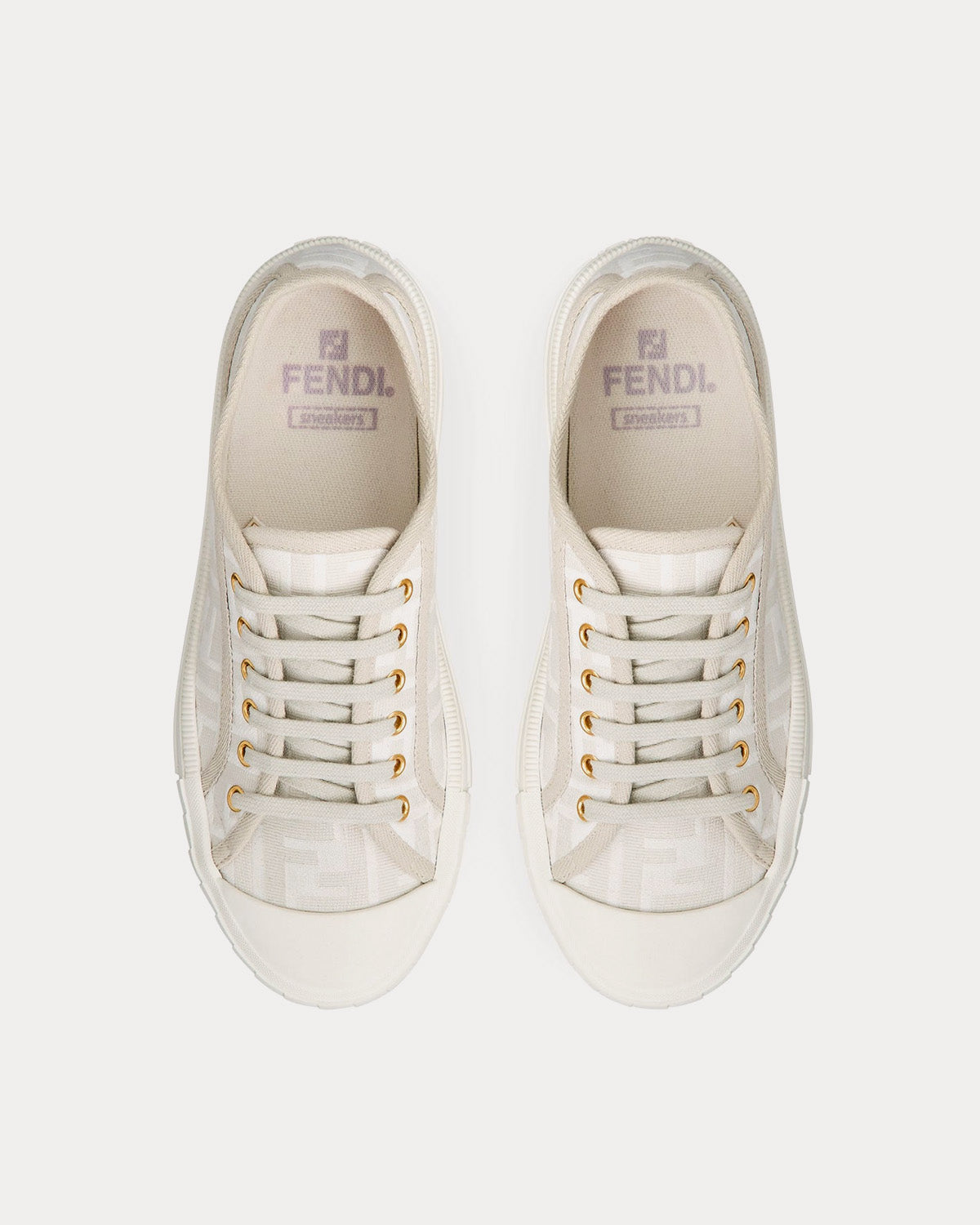 Fendi Domino FF Fabric White Low Top Sneakers - 2