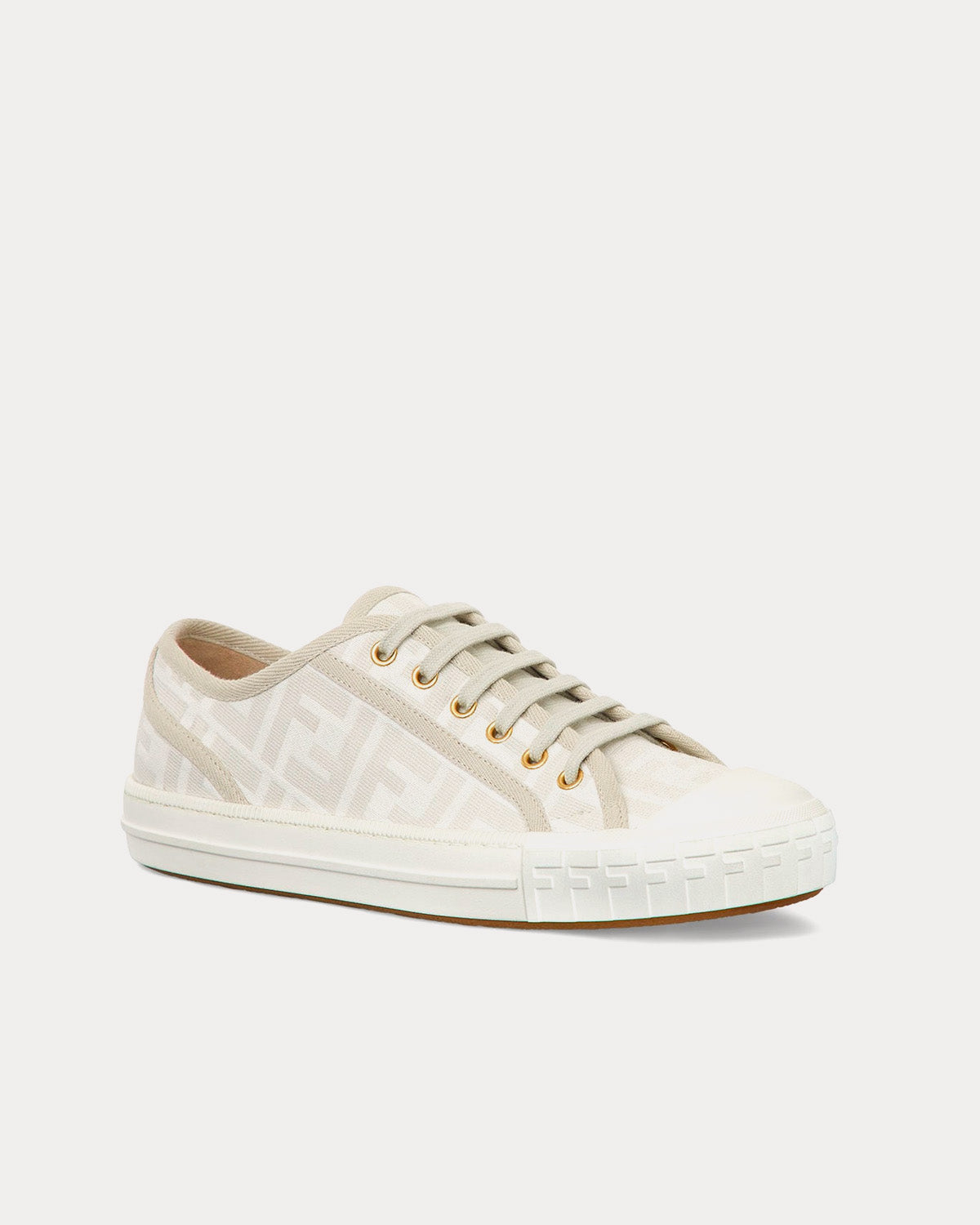 Fendi Domino FF Fabric White Low Top Sneakers - 3