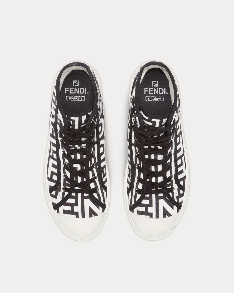 Fendi by Marc Jacobs Domino Two-Tone Canvas White / Black High Top Sneakers - 2