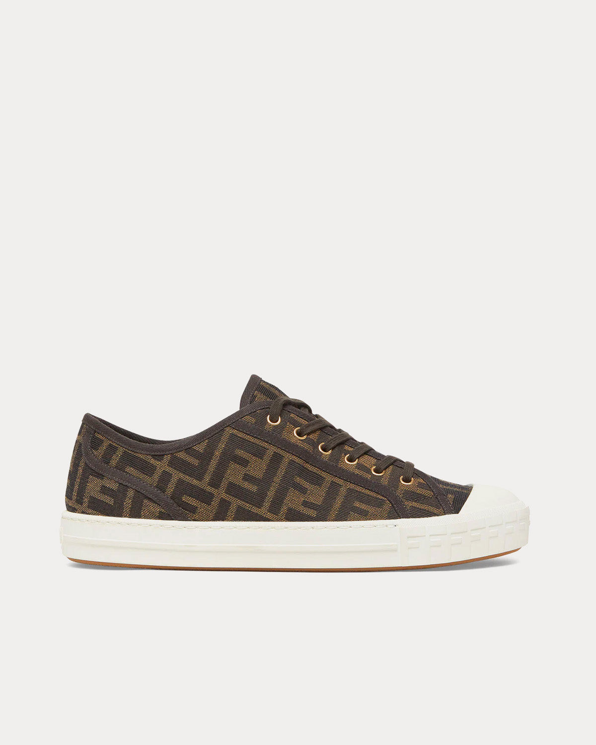 Fendi Domino FF Fabric Brown Low Top Sneakers - 1