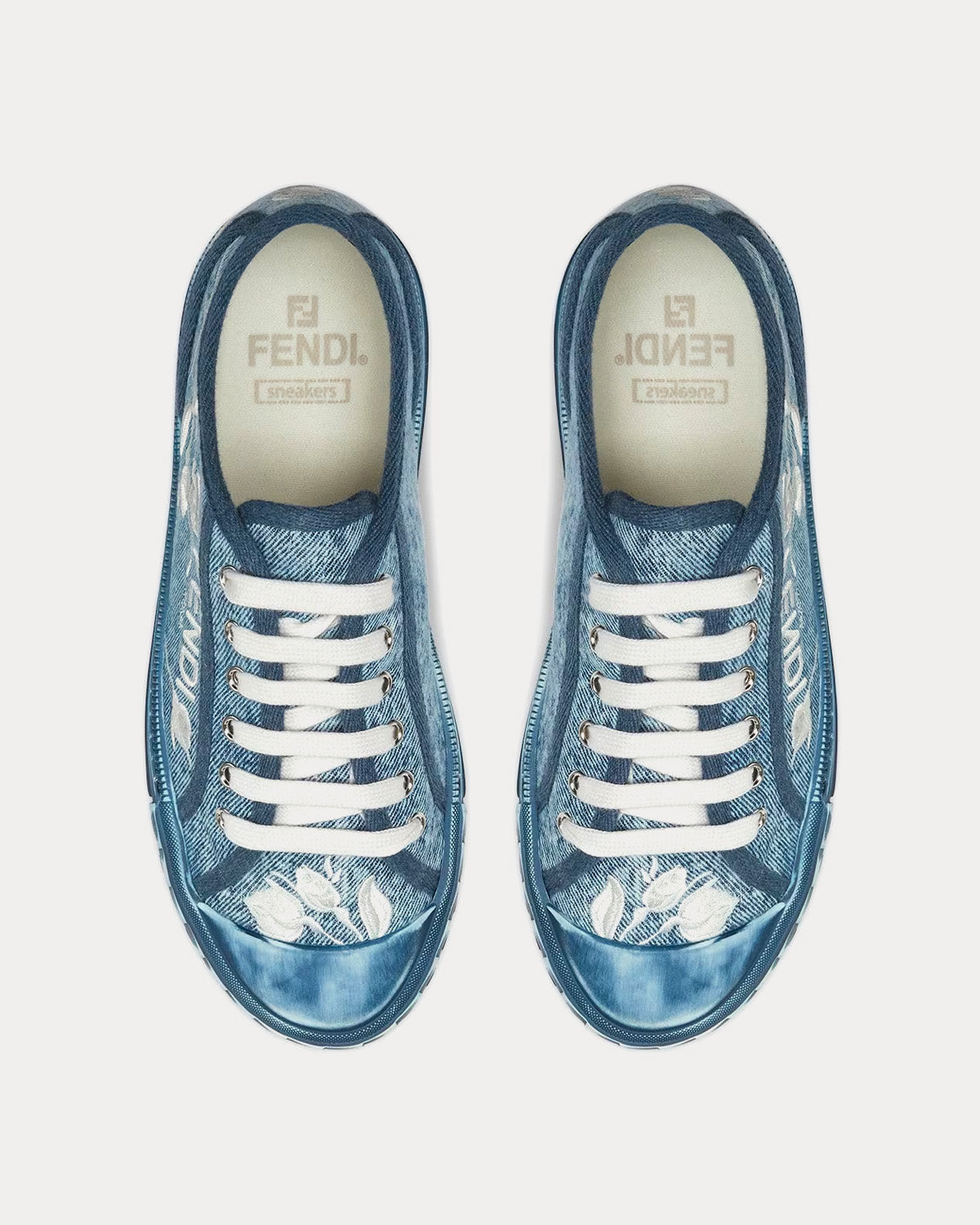 Fendi Domino Denim Light Blue Low Top Sneakers - 2