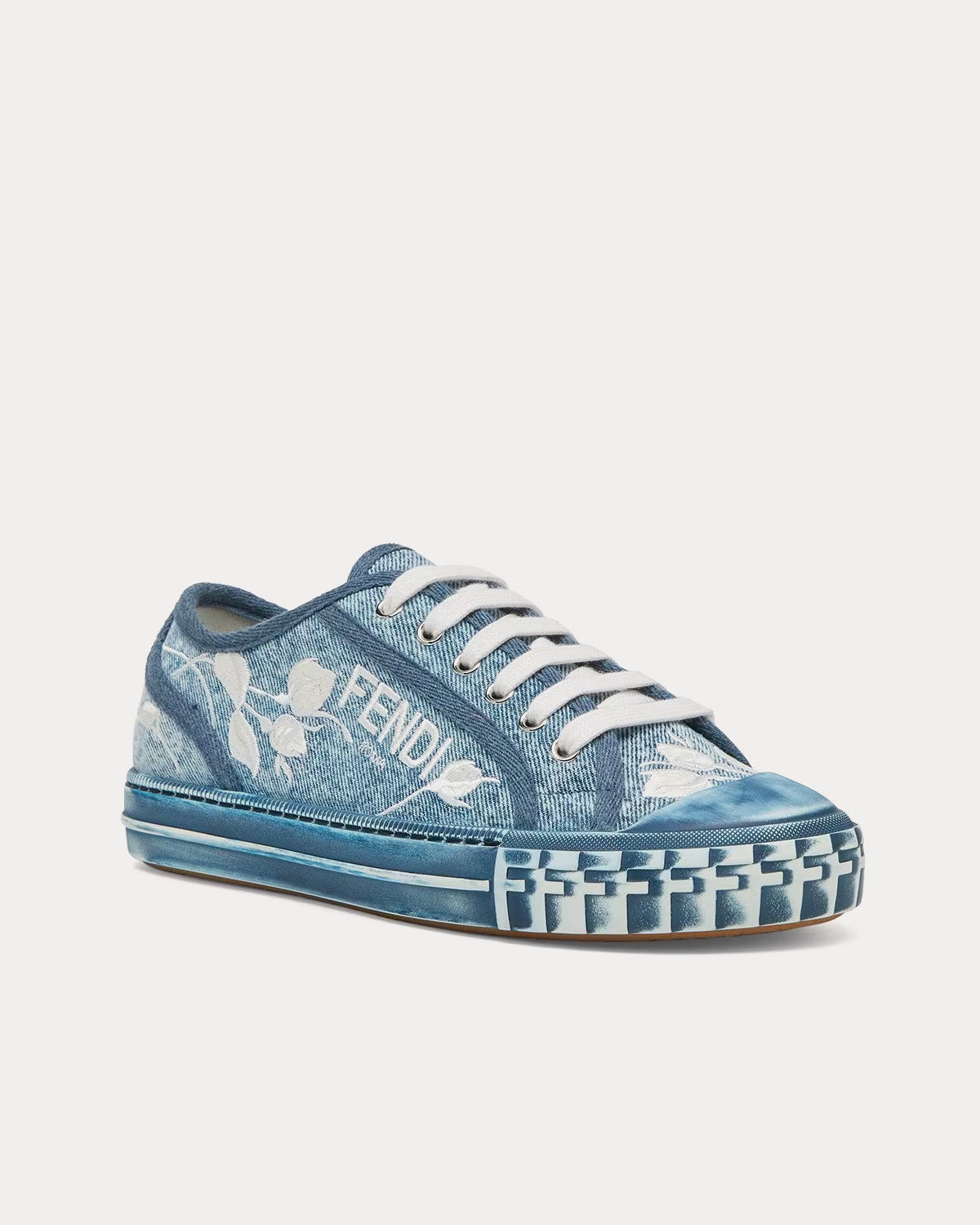 Fendi Domino Denim Light Blue Low Top Sneakers - 3