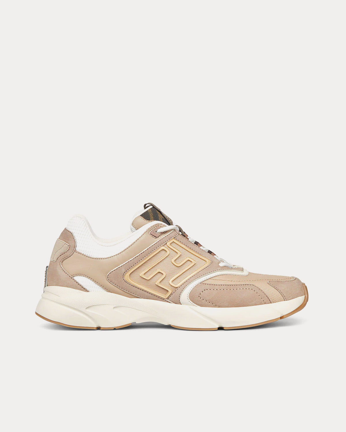 Fendi Faster Leather Beige Low Top Sneakers - 1