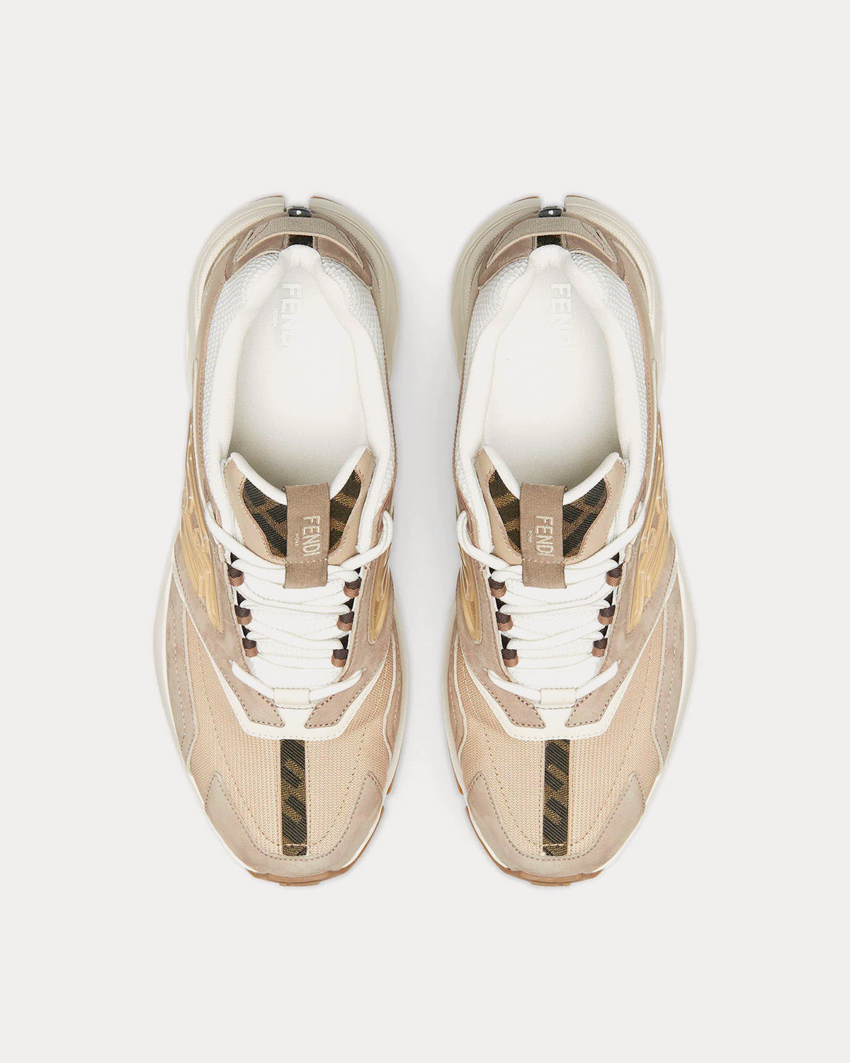 Fendi Faster Leather Beige Low Top Sneakers - 2