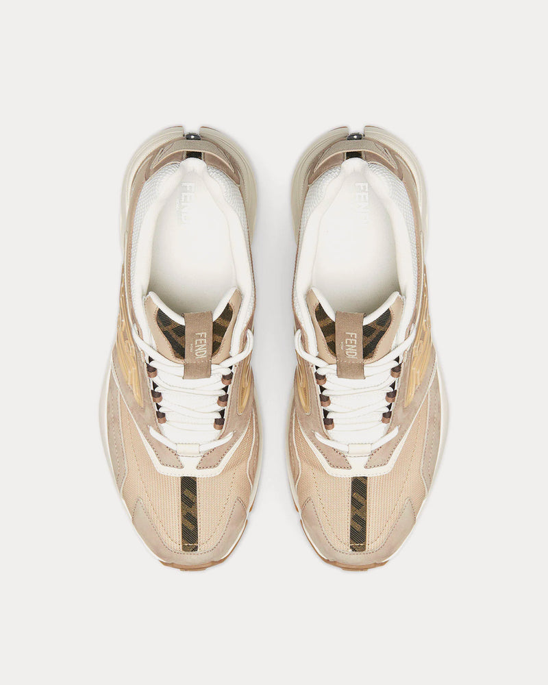 Fendi Faster Leather Beige Low Top Sneakers - 2