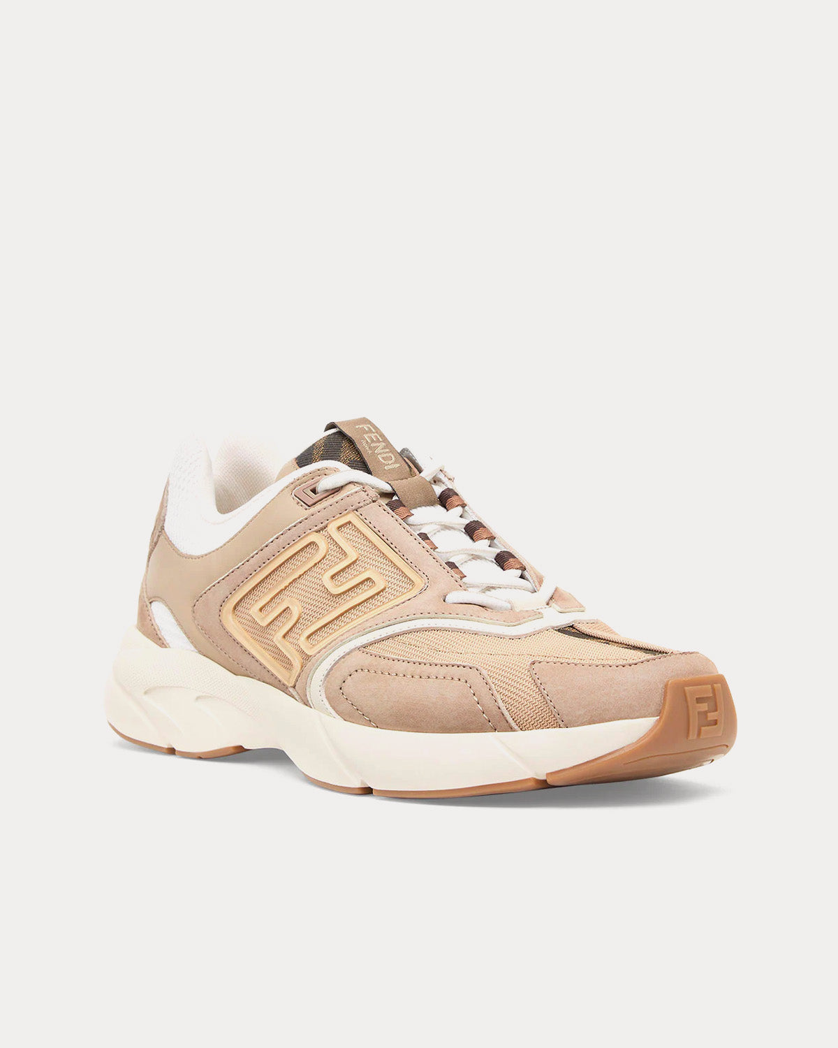 Fendi Faster Leather Beige Low Top Sneakers - 3