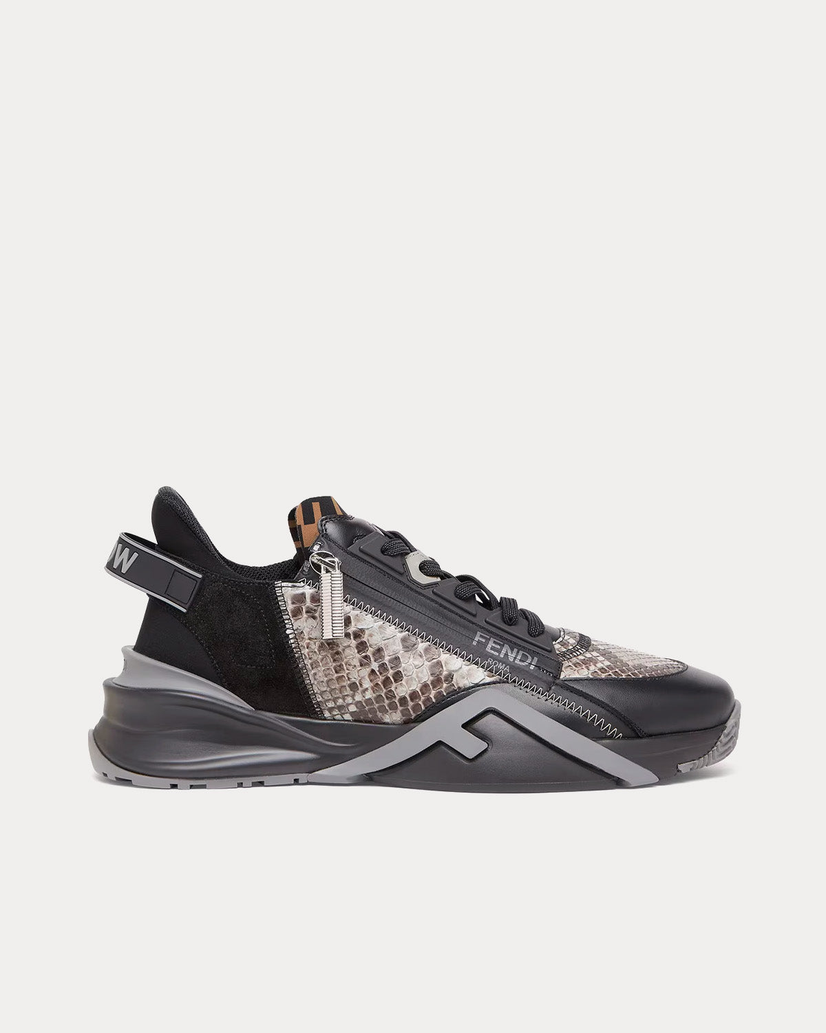 Fendi Flow Elaphe Grey Low Top Sneakers - 1