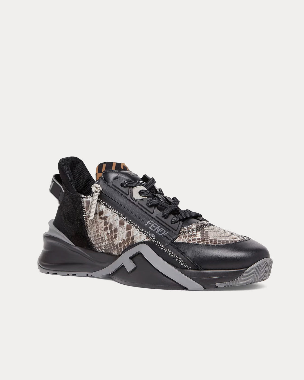 Fendi Flow Elaphe Grey Low Top Sneakers - 3