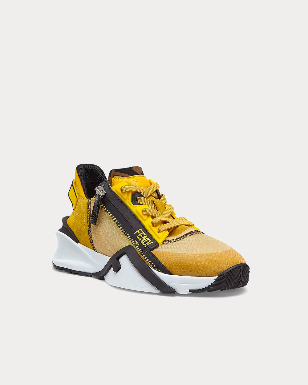 Fendi Flow Yellow Nylon & Suede Low Top Sneakers - 2