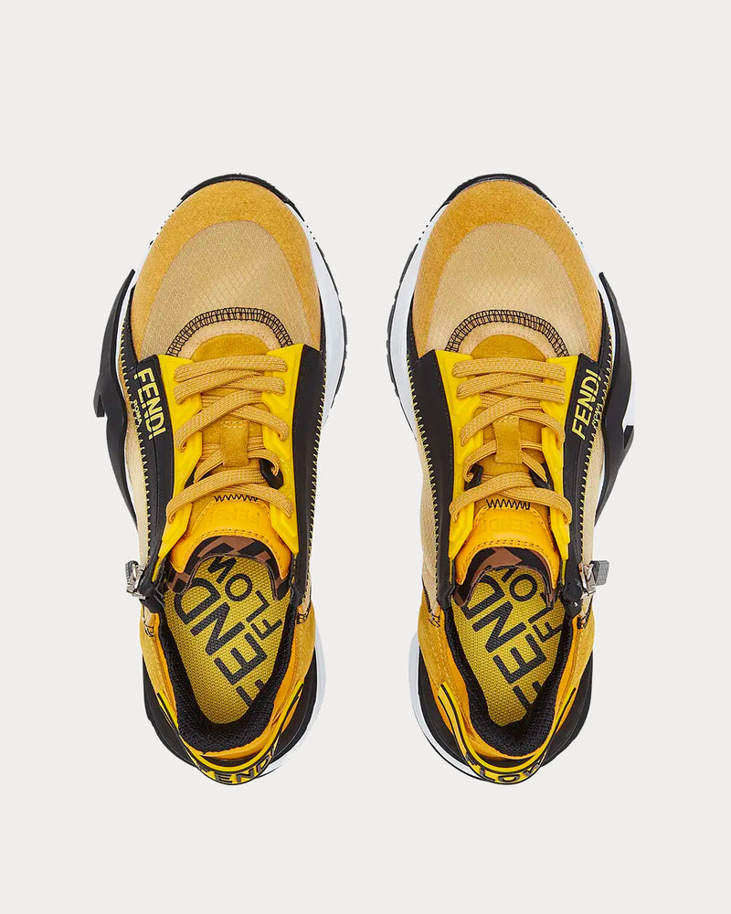 Fendi Flow Yellow Nylon & Suede Low Top Sneakers - 3