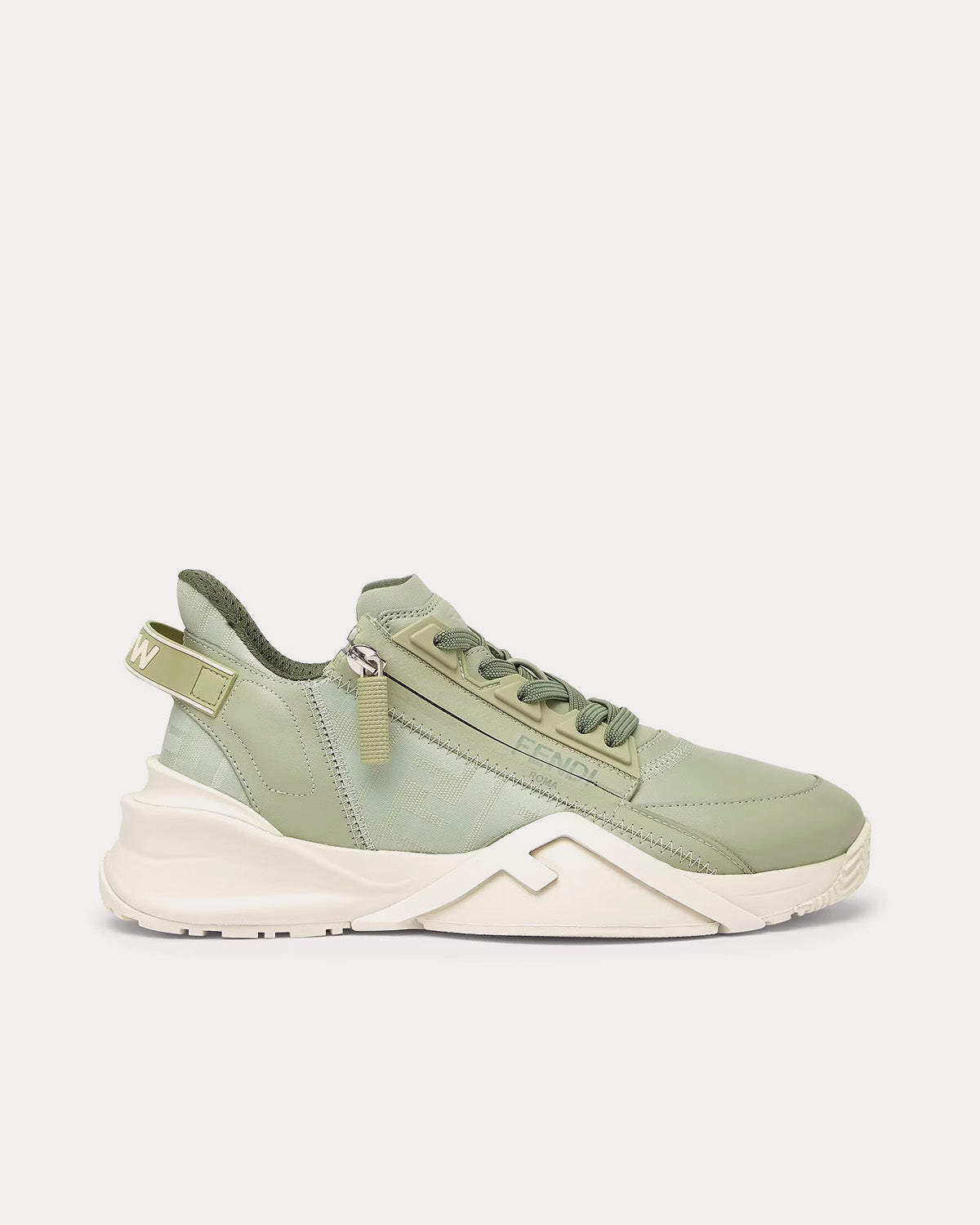 Fendi Flow Leather Green Low Top Sneakers - 1