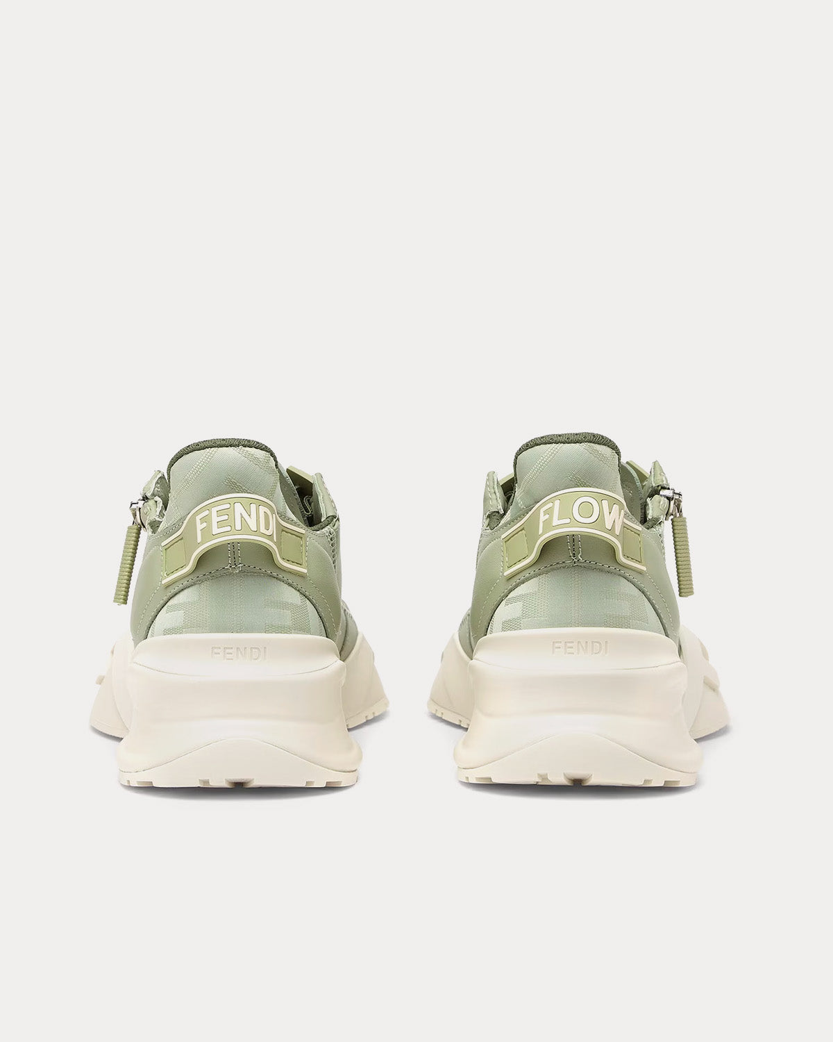 Fendi Flow Leather Green Low Top Sneakers - 4