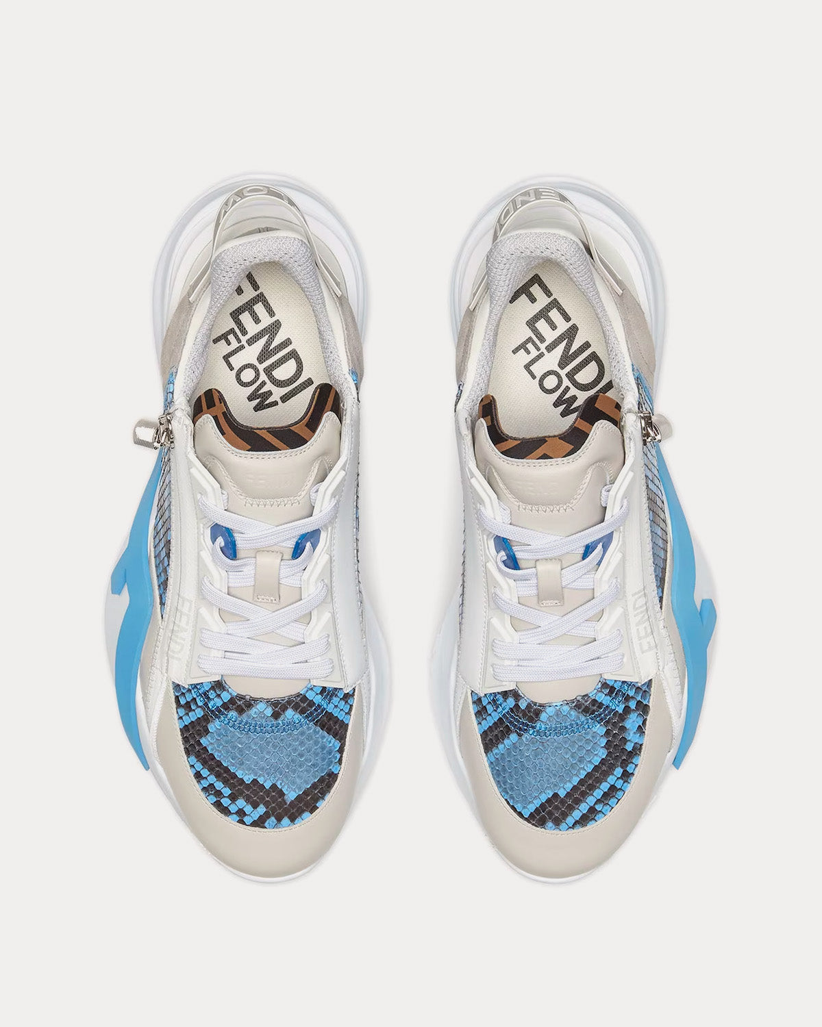 Fendi Flow Elaphe Light Blue Low Top Sneakers - 2