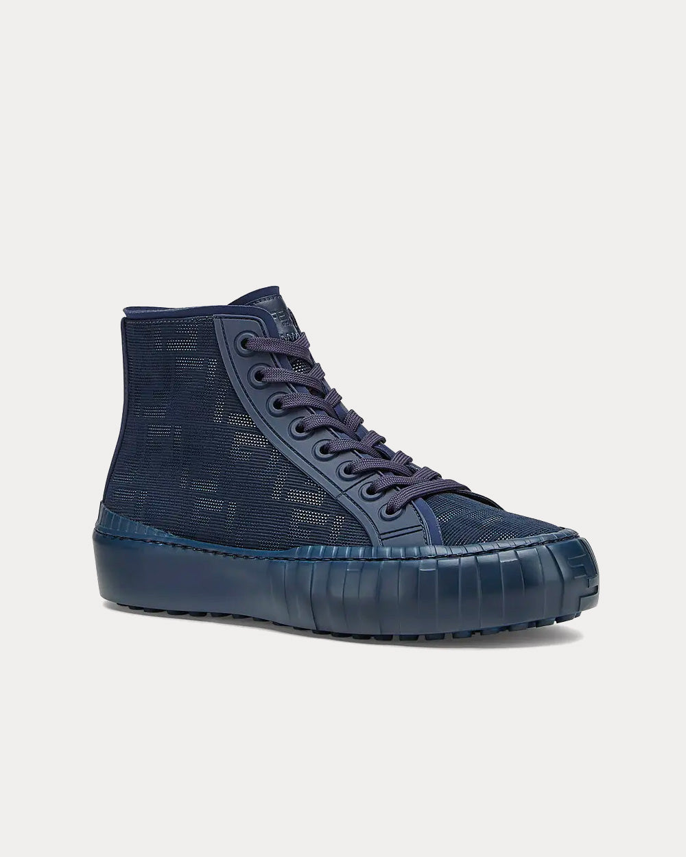 Fendi Force Fabric Blue High Top Sneakers - 3