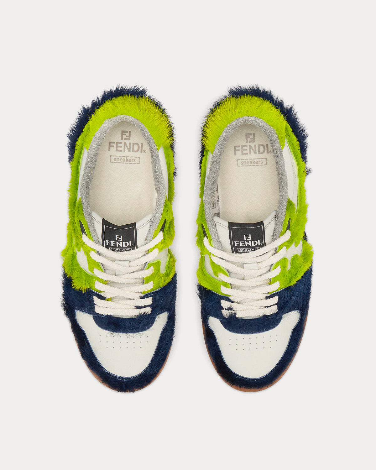 Fendi Match Pony Hair Blue / Green Low Top Sneakers - 2