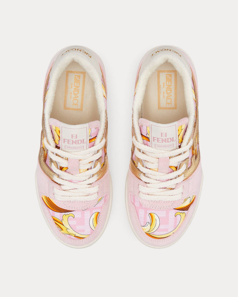 Fendi Match Fendace Printed Pink Satin Low Top Sneakers - 2