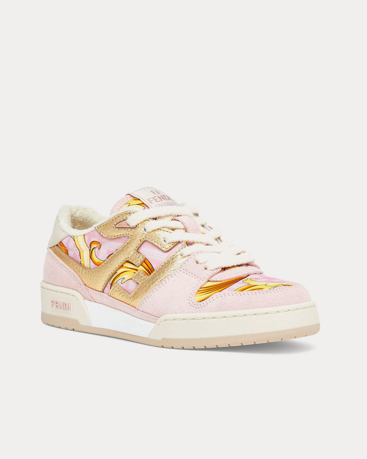 Fendi Match Fendace Printed Pink Satin Low Top Sneakers - 3