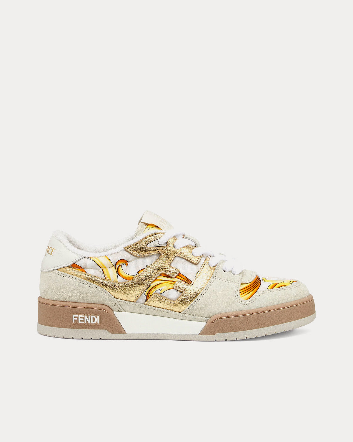 Fendi Match Fendace Printed White Satin Low Top Sneakers - 1