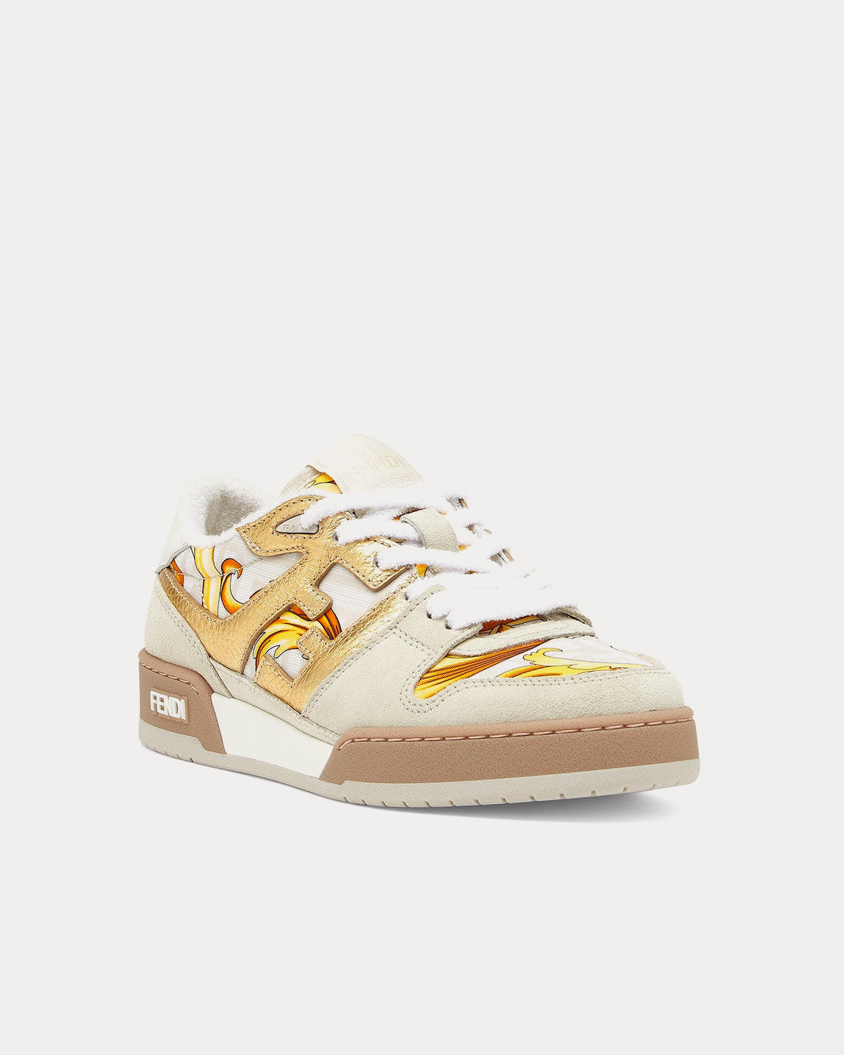 Fendi Match Fendace Printed White Satin Low Top Sneakers - 3