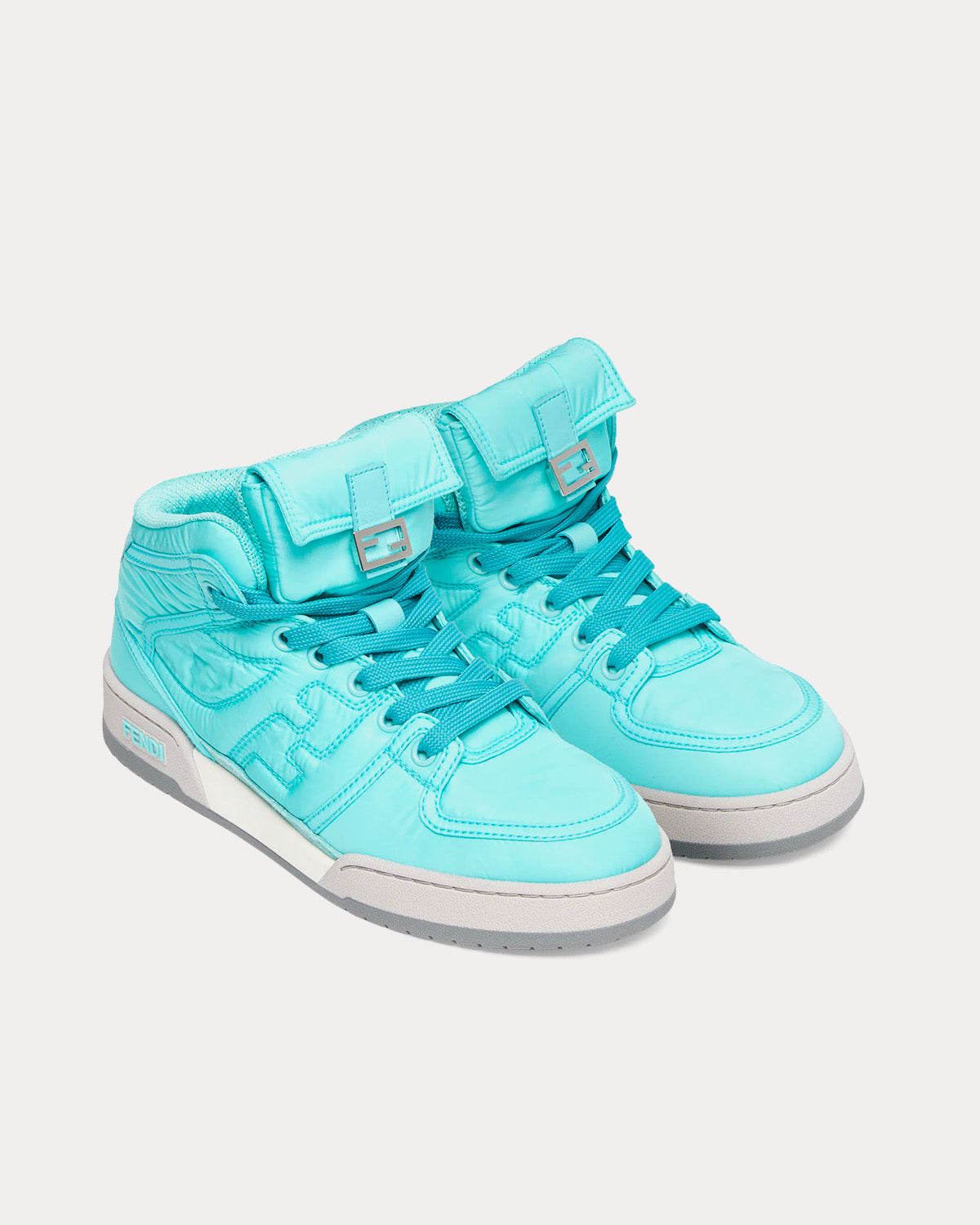 Fendi - Match Nylon Turquoise  High Top Sneakers