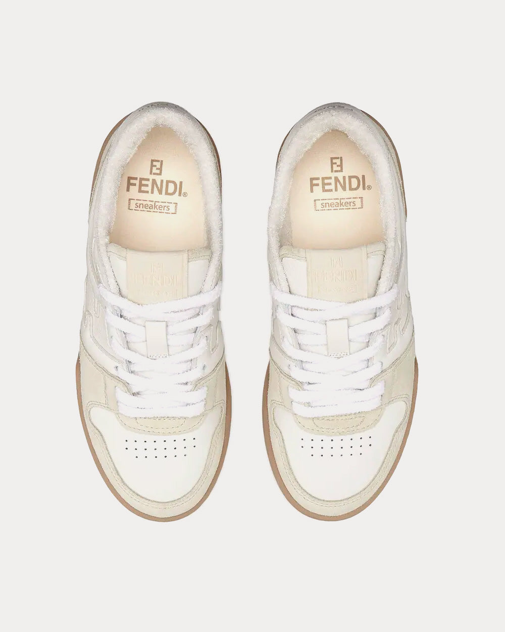 Fendi Match Suede White Low Top Sneakers - 2