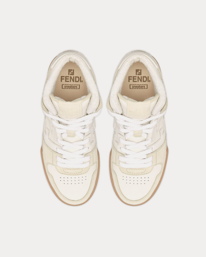 Fendi Match Leather White / Beige High Top Sneakers - Sneak in Peace