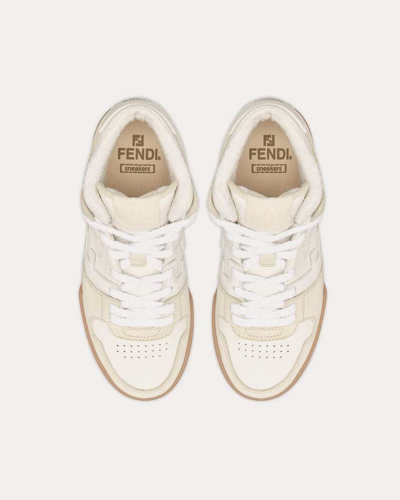 Fendi Match Leather Sneaker in White