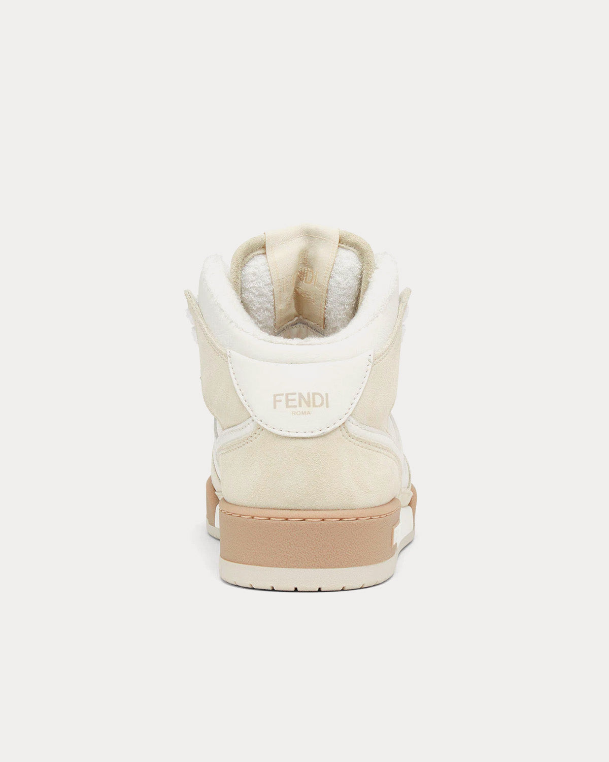 Fendi Match Leather White / Beige High Top Sneakers - 4