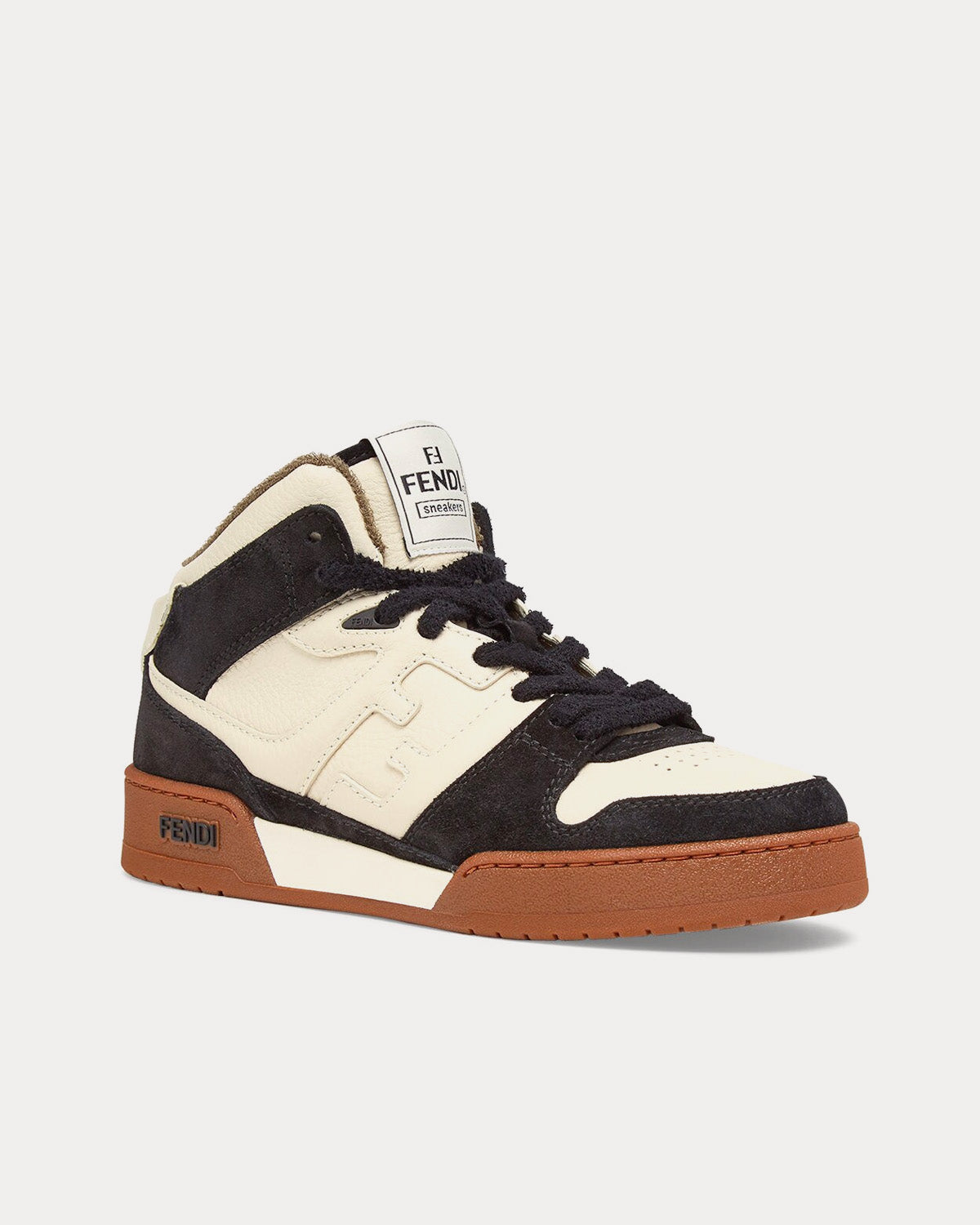 Fendi Match Leather Black / White High Top Sneakers - 3