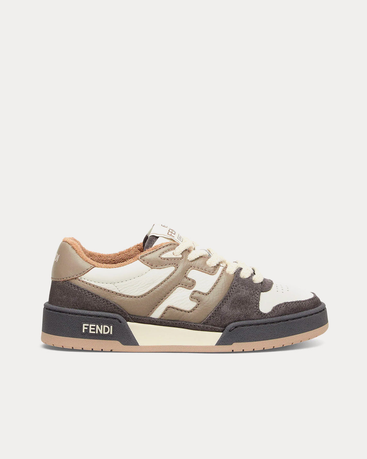 Fendi Match Leather Dove Grey / Brown Low Top Sneakers - 1