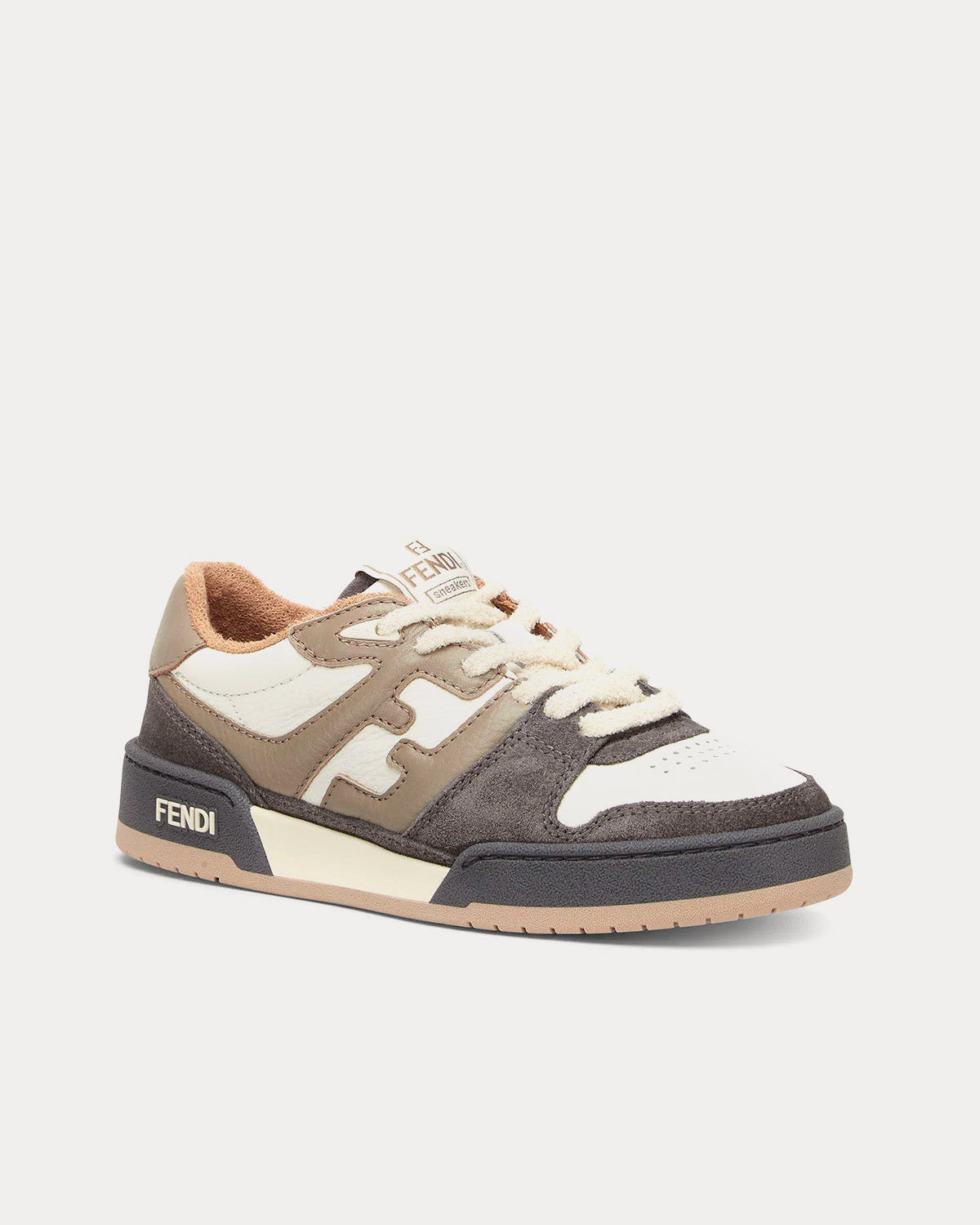 Fendi Match Leather Dove Grey / Brown Low Top Sneakers - 3