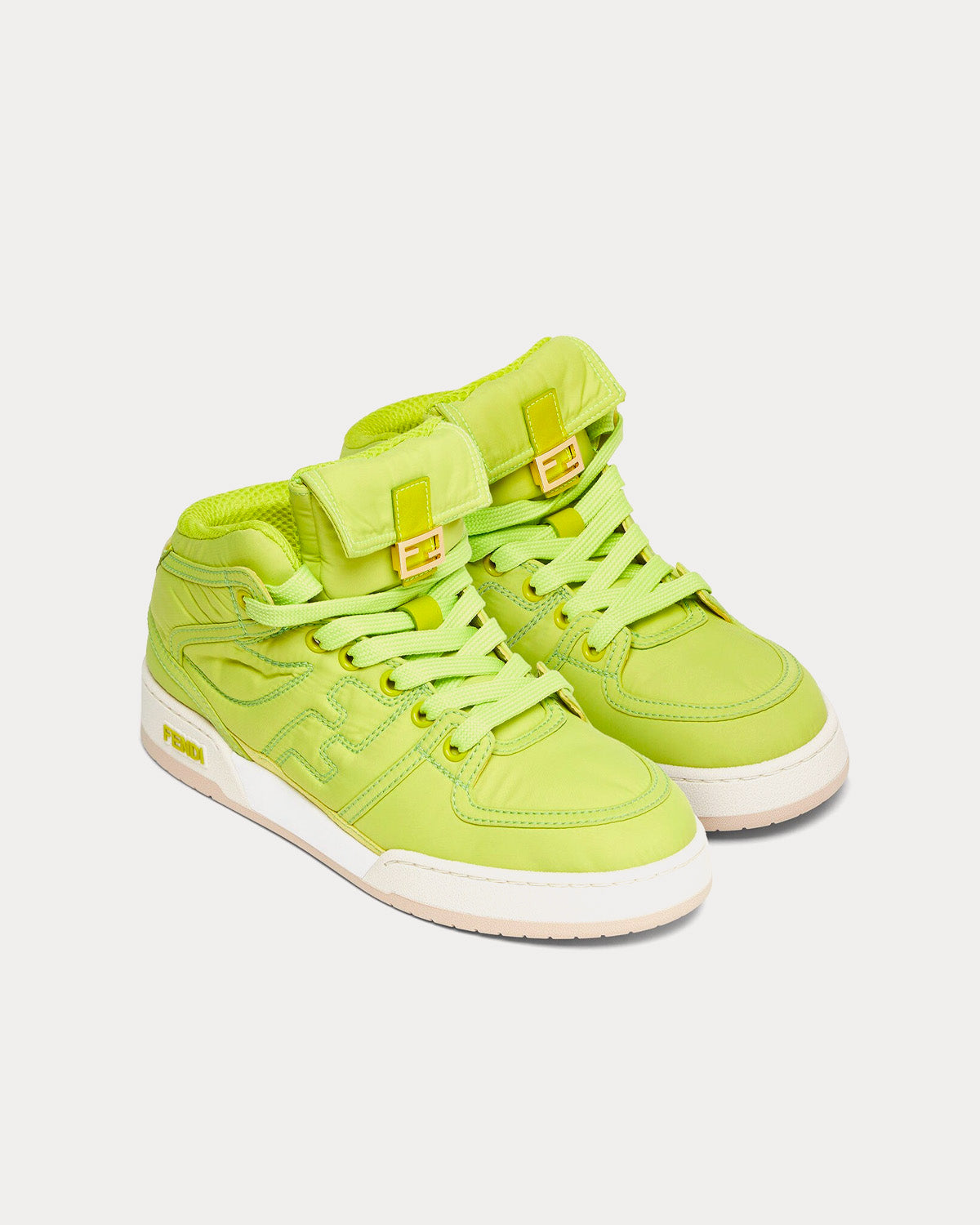 Fendi Match Nylon Green High Top Sneakers - 2