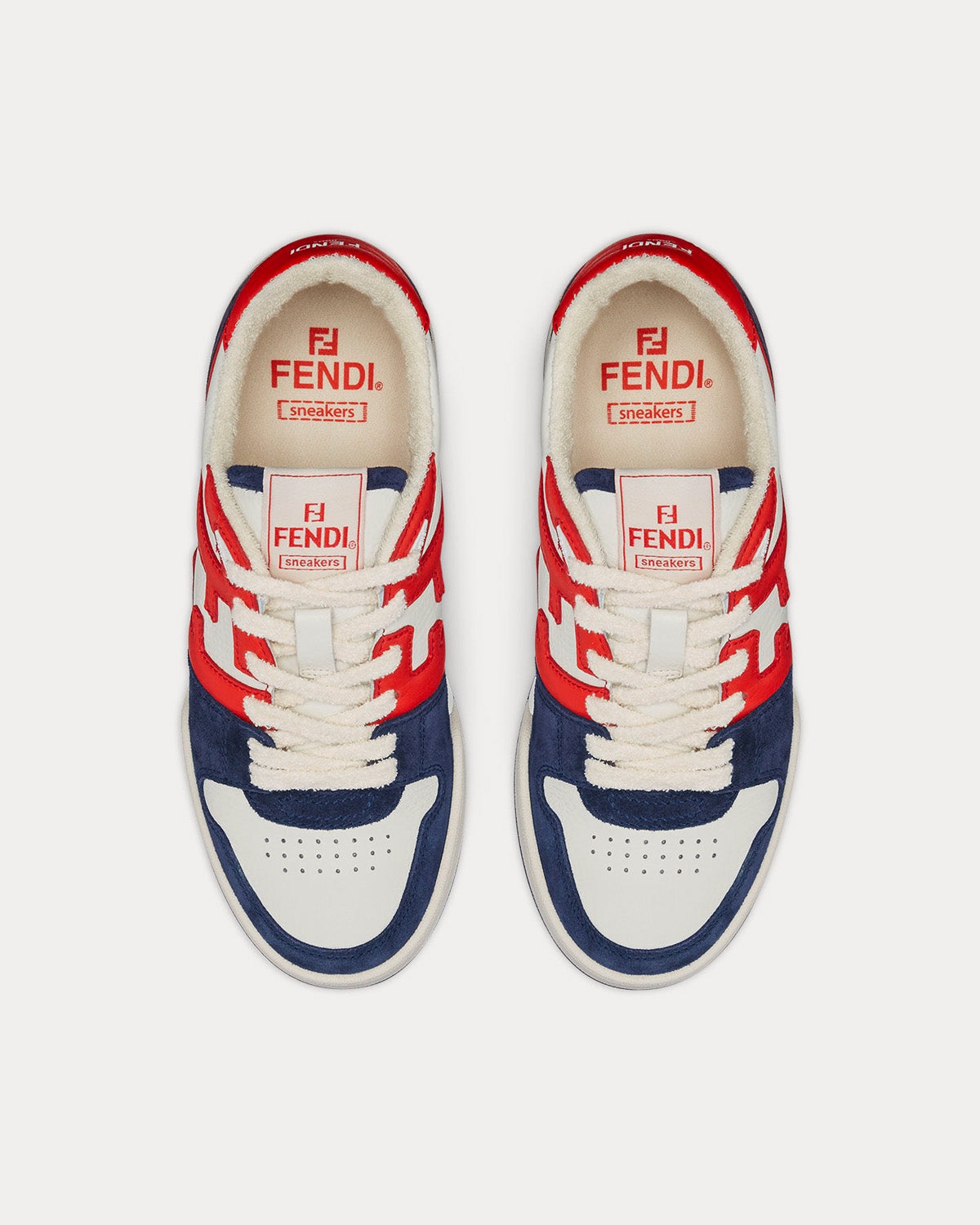 Fendi Match Leather White / Red / Blue Low Top Sneakers - 2