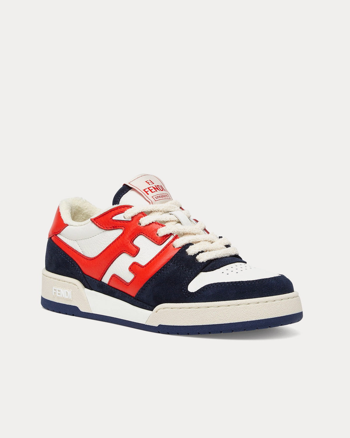 Fendi Match Leather White / Red / Blue Low Top Sneakers - 3