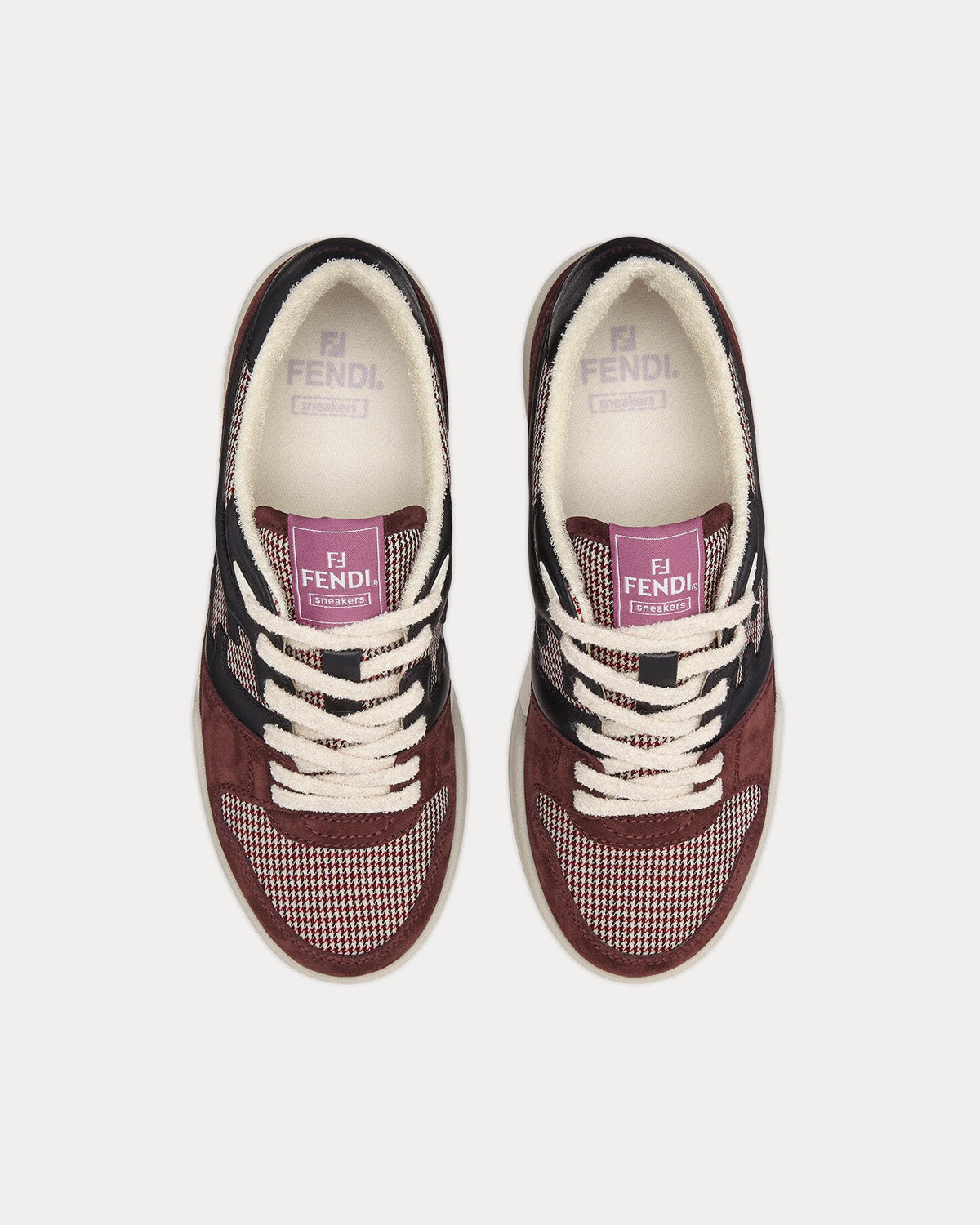 Fendi Match Suede Burgundy Low Top Sneakers - 2