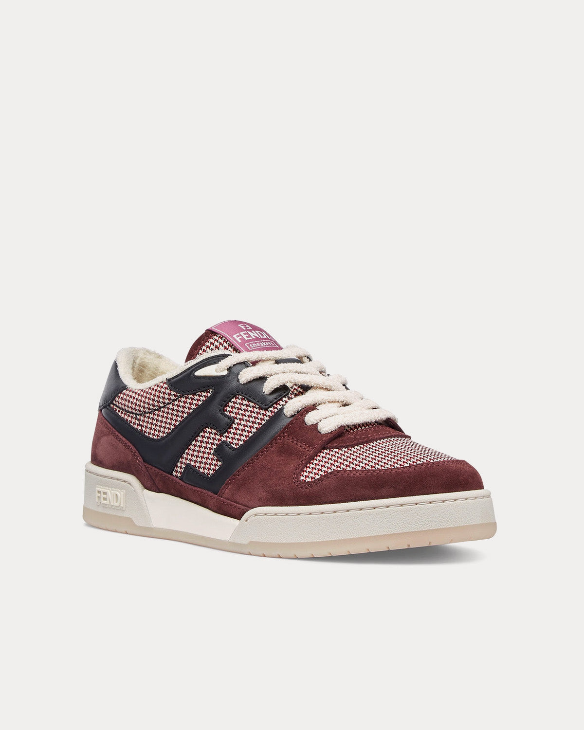 Fendi Match Suede Burgundy Low Top Sneakers - 3