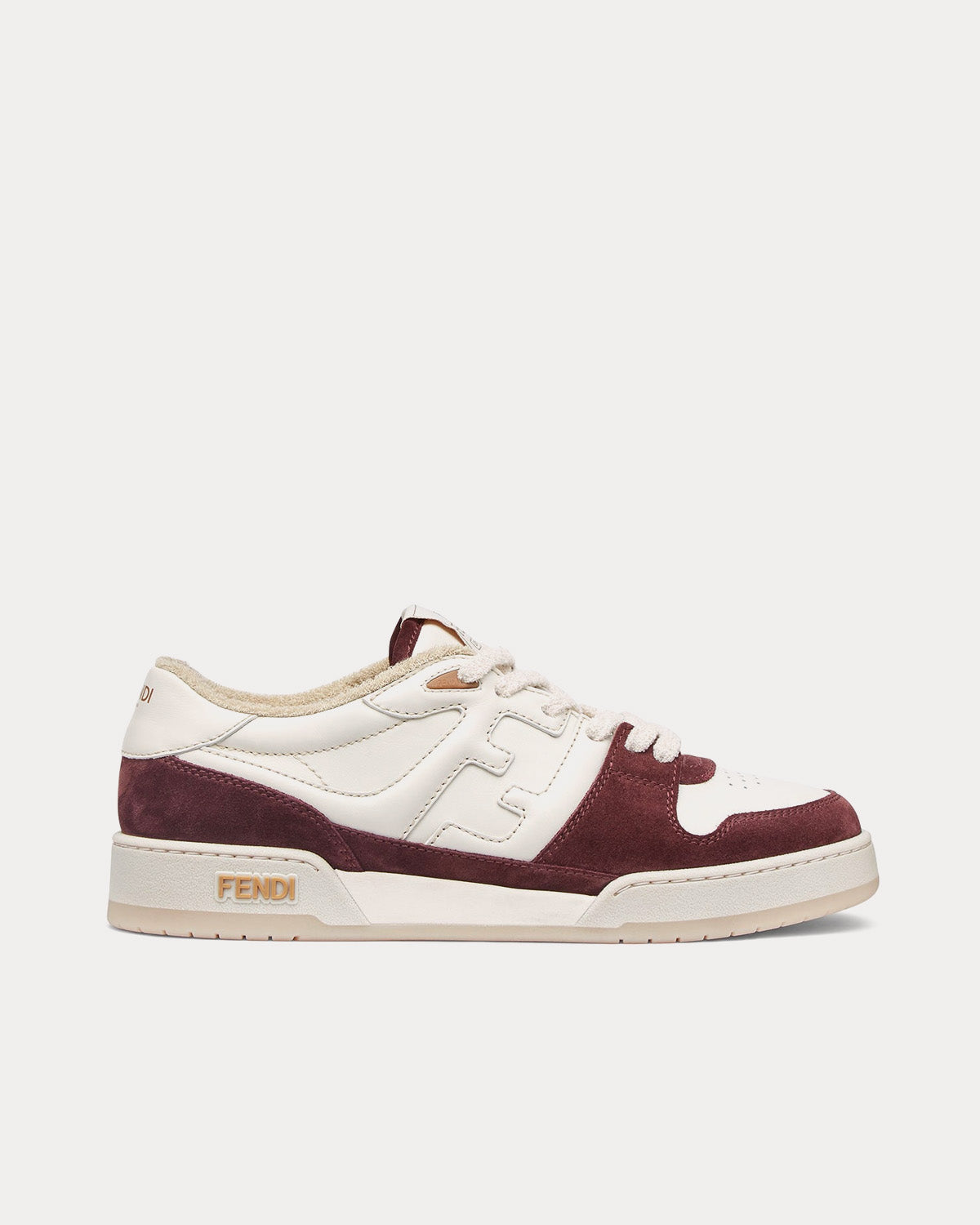 Fendi Match Suede White / Burgundy Low Top Sneakers - 1