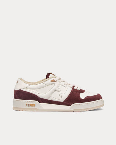 Fendi Match Suede White / Burgundy Low Top Sneakers