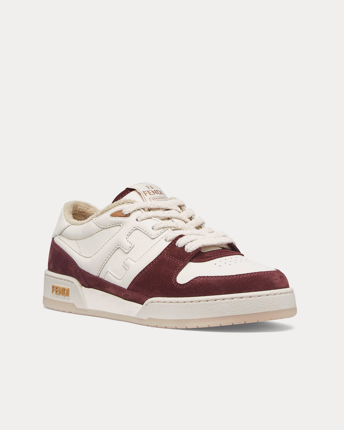 Fendi Match Suede White / Burgundy Low Top Sneakers - 3