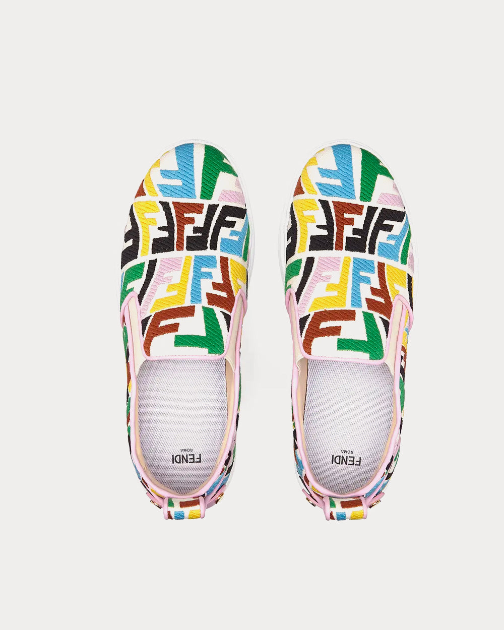 Fendi Rise Canvas Multicolour Slip On Sneakers - 3