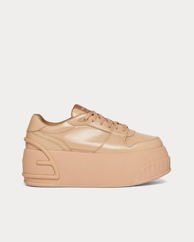 Fendi Fashion Show Leather Pink Beige Low Top Sneakers